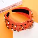 Halloween Knotted Headband for Women Crystal Pumpkin Candy Corn Houndstooth Hairband Halloween Hair Accessories Gift