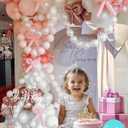 Soonlyn Pink Bow Balloon Arch Kit 13ft 12in, Pink White Balloons for Coquette Birthday Decorations Bow Party Decorations Bachelorette Baby Shower