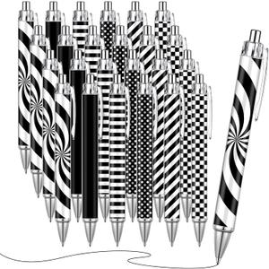 24 Pcs Black and White Ballpoint Pens Bulk Black Ink Retractable Pen Smooth Writing Christmas Party Favors Party Gift Office Supplies