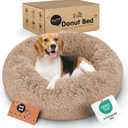 Donut Dog Bed - Premium Comfort for Anxiety Relief - Fluffy & Calming Design with Ultra-Plush Support | Cozy Round Dog Bed with Super Soft Circle Style (Size M Camel)