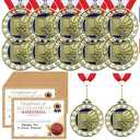 Huquary 12Pcs Basketball Award Medals with 12 Pcs Achievement Award Certificates Team Participation Trophies with Red White Blue Striped Ribbon for Sports Party Favors Team Competitions Trophy Prize