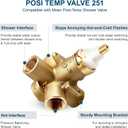 2510 Shower Valve Compatible with Moen Posi-temp Valve, Brass Pressure Balancing Valves with 1222 Cartridge, 4-Port Design for Tub/Shower, 1/2" IPS Connections
