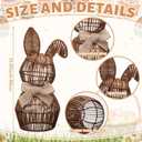 Thiccywoov Rattan Bunny with Bow Easter Decor 12" Table Rabbit Easter Decorations Spring Bunnies Decoration Statue Figurine Rattan Bunny Decor for Home Farmhouse Table Kitchen