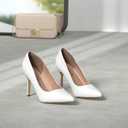DREAM PAIRS Women's Closed Toe High Heels Dress Pointed Toe Wedding Pump Shoes (White, M)