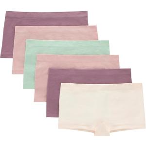 Hanes Tween Girls Underwear, Seamless Girls Panties, Boyshort & Hipster, Assorted Colors, 6-Pack (Medium, Ivory/Mint/Pink/Plum - 6 Pack)