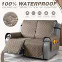 TAOCOCO 100% Waterproof Recliner Covers, Recliner Sofa Covers with Leg Straps, Reversible Recliner Couch Cover for Reclining Chair, Washable Couch Protector for Pets Kids(2 Seater, Taupe)