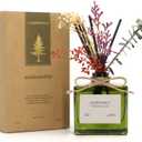 Reed Diffuser, 6.09 oz Earthy Sandalwood Scent Diffuser with Sticks & Dried Flowers, 120 Days Long Lasting diffusers for Home, Elegant Fragrance for Bathroom Bedroom Office Decor Air Fresh