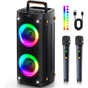 Party Speaker Bluetooth Wireless, Portable Karaoke Speaker with Microphone