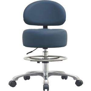 Adjustable Rolling Shop Stool with Back Support - Heavy Duty Kitchen Stool with Wheels for Salon, Spa, Massage, Tattoo, Esthetician - Extra Thick for Comfort