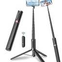 TONEOF 67" Magnetic Cell Phone Selfie Stick Tripod, Smartphone Stand All-in-1 with Integrated Wireless Remote, Portable, Lightweight, Extendable for iPhone/ Android(Black)