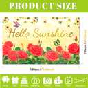 BlissYard Hello Sunshine Banner 71x43 Inches Red Rose Floral Spring Party Banner Spring Garden Yard Decor Butterfly Hummingbird Summer Decoration Banner Outdoor Photography Background