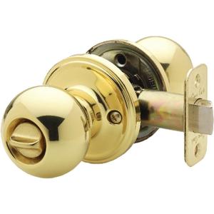 Entry Knob, Knob Handle, Polished Brass, Brass/Steel, Reversible, Universal Hand