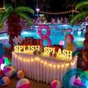 Honoson 12 Pcs Summer Splish Splash Party Decorations Light Sign Summer Pool Theme Lights Table Decoration for Beach Swimming Water Luau Hawaiian Tropical Party Decor 6.42 in