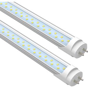 JESLED 4FT LED T8 Type A+B Tube Lights, 24W(65W Equivalent), 3200LM, 5000K, Single or Double End Powered, Plug and Play or Ballast Bypass, 4 Foot T10 T12 Fluorescent Bulbs Replacement, Clear(2-Pack)