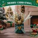 Valentines Day Decorations Valentine's Day Table Centerpieces Buffalo Check Plaid Artificial Tree Decor with Pine Cone Berry Gifts for Festival Winter Party Indoor Home Office Decor(Gold)