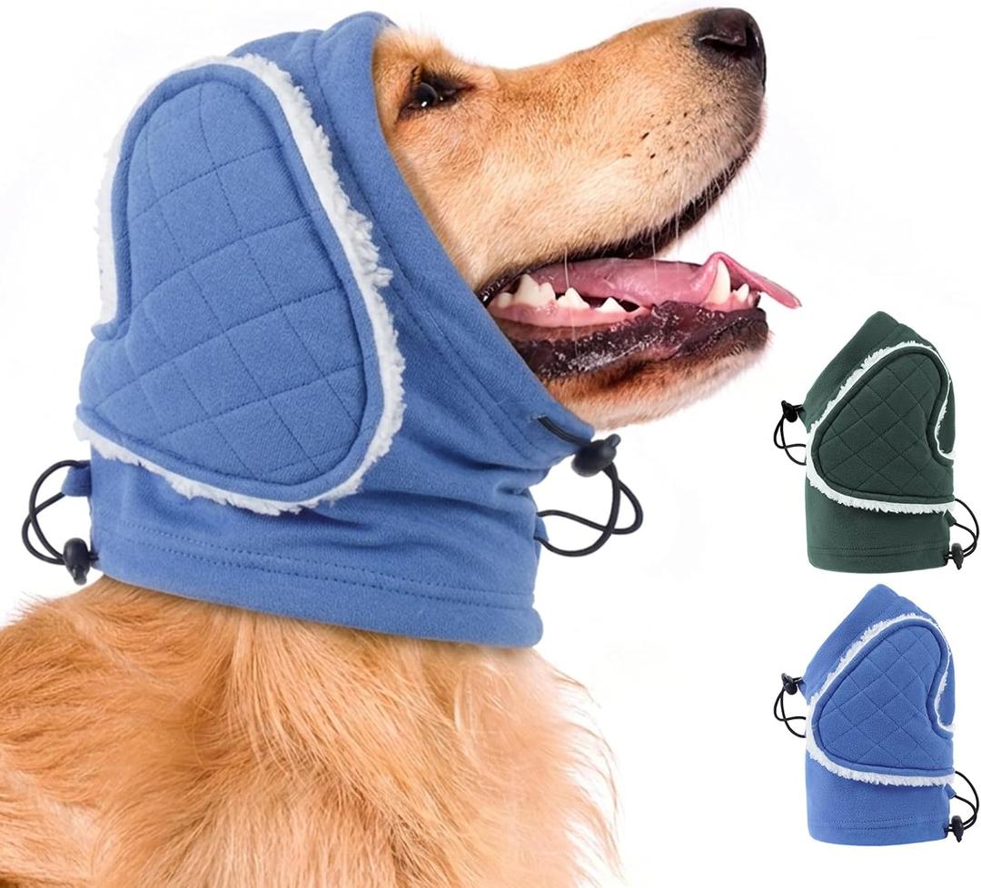 MIGOHI Soft Dog Ear Muffs Noise Protection,Ear Covers for Dogs,Dog No Shake Ear Wrap for Hematoma,Calming Hoodie Quiet Ears Head Warps for Medium Large Dogs Grooming,Bath,Thunderstorms,Firework,Large ,Blue