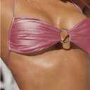 SOLY HUX Bathing Suit for Women Halter Ring Linked Tie Side Bikini Sets Two Piece Swimsuit (S)