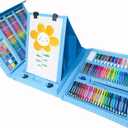 DLUCKY 208 PCS Art Supplies, Drawing Art Kit for Adults Art Set with Double Sided Trifold Easel, Oil Pastels, Crayons, Colored Pencils, Watercolor Pens Gift for Girls Boys Artist,Blue