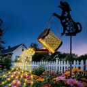 Solar Watering Can Lights with Cascading Light, Dog Solar Lights Outdoor Garden Decor Stake, Dog Lover Gifts for Women Mom Grandma, IP65 Waterproof Hanging Lantern for Pathway Lawn Patio Yard