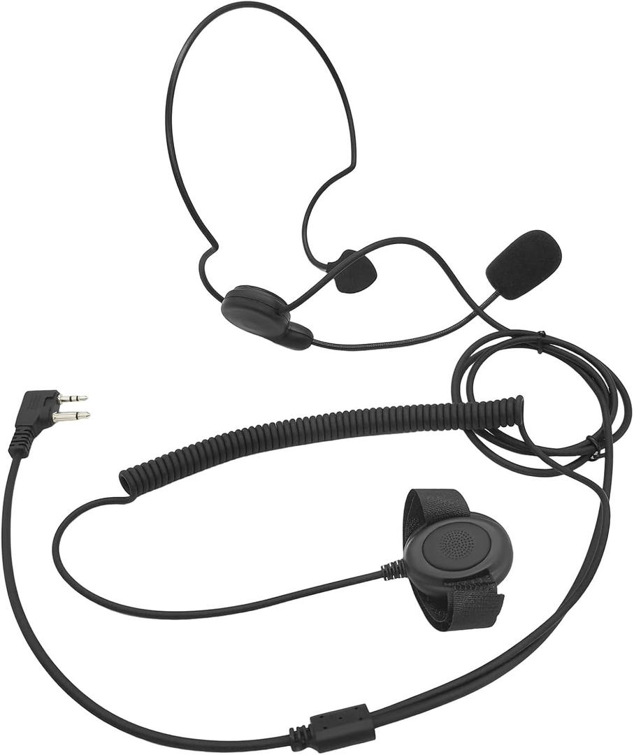 Boom Mic Ptt Earpiece Behind Head Over The Ear Two Way Radio Headset Headphone for Midland Walkie Talkies 2 Pin GXT GMRS LXT