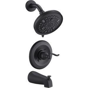 Replacement 9-Setting Shower Faucet Tub Trim Kit for Delta 13/14 Series, with 5.5" Multi-Function High-Pressure Shower Head, Matte Black (Valve Not Included)