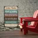 Lake Rules Metal Sign  Lake House Decor Wall Art for Summer Cabin, Lake Life Decor, Lake Wall Art, Lake House Sign for Home, Outdoor Lake Decorations  8x12 Inch Vintage Tin Sign