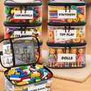 6 Pack Extra Large Clear Toy Storage Bags with Tag & Pocket  Versatile Waterproof Organizer Bags for Lego Bricks, Board Games, Building Blocks, Puzzles, Dolls, Books (Black-M Size-6 Pack)