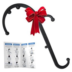 LiBa Back and Neck Massager - Trigger Point Massage Tools for Pain Relief and Manual Massage Hook Therapy Handheld Back Neck Shoulder Massager Black - Gift for Women & Men
