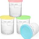 FIRJOY Replacement Pints and Lids for Ninja Deluxe 11-in-1 Creami Maker, Extra 24 oz. Containers - Compatible with NC501, NC500 Series (4 Pack - Blue, Pink, Green, Yellow)