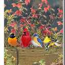 Fall Cardinal Birds Garden Flag 12x18 Inch Double Sided for Outside, Small Burlap Autumn Flags Maple Leaves Thanksgiving Yard Flag for Seasonal Farmhouse Yard Holiday Outdoor Decorations 2 Pack