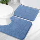 OLANLY Bathroom Rugs Sets 2 Piece, Soft Absorbent Chenille Bath Mats and U-Shaped Contour Toilet Rug Set, Machine Washable Bath Carpet, Home Decor Accessories(24"x16"+24"x20", Cornflower Blue)