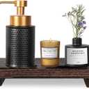zoocatia Small Wood Tray Pedestal Stand Farmhouse Bathroom Decor Decorative Wooden Riser Kitchen Soap Dish Holder for Vanity, Counter, Sink, Large 11.8" x 7" - Dark Brown