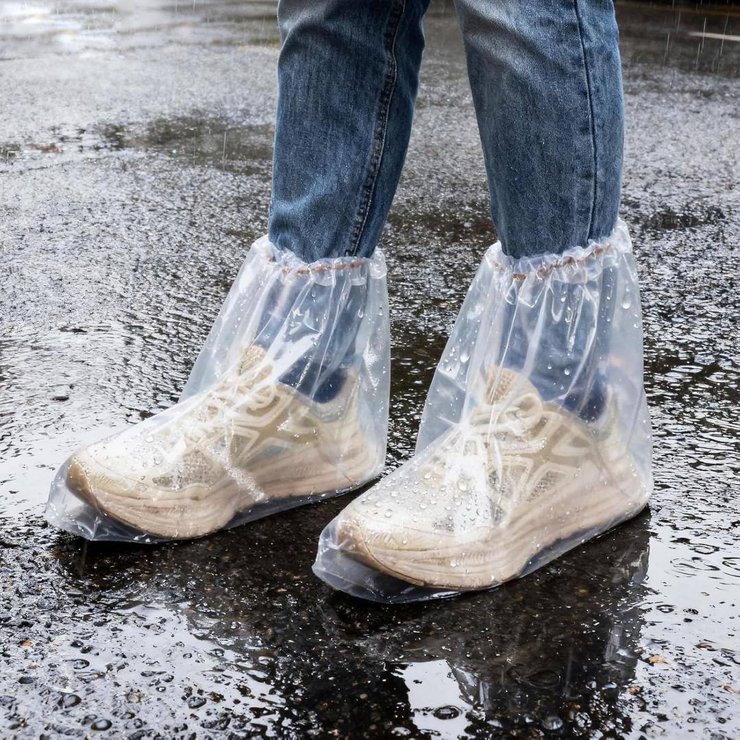 12 Pairs Waterproof Shoe Covers for Rain, Non-Slip Disposable Plastic Shoe Ponchos Boot Covers Waterproof, Clear Heavy Duty Rain Shoe Covers for Men and Women, Outdoor and Indoor