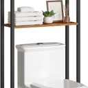 HOOBRO Over-The-Toilet Storage, 3-Tier Bathroom Organizer Over Toilet, Wooden Bathroom Shelves, Space Saver, Freestanding Storage Shelf, Easy to Assemble, Rustic Brown and Black BF41TS01