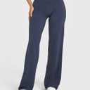 OQQ Yoga Pants Women High Waist Stretch Casual Soft Straight Leg Bottoms (Blue, XL)