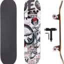 Professional Double Kick Skateboard, 31 inch Maple Deck, ABEC-9 Bearings, 95A PU Wheels