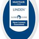 Mayfair Linden Slow Close Toilet Seat, Non Slip Heavy Duty Wood, Easy Install, Elongated, White