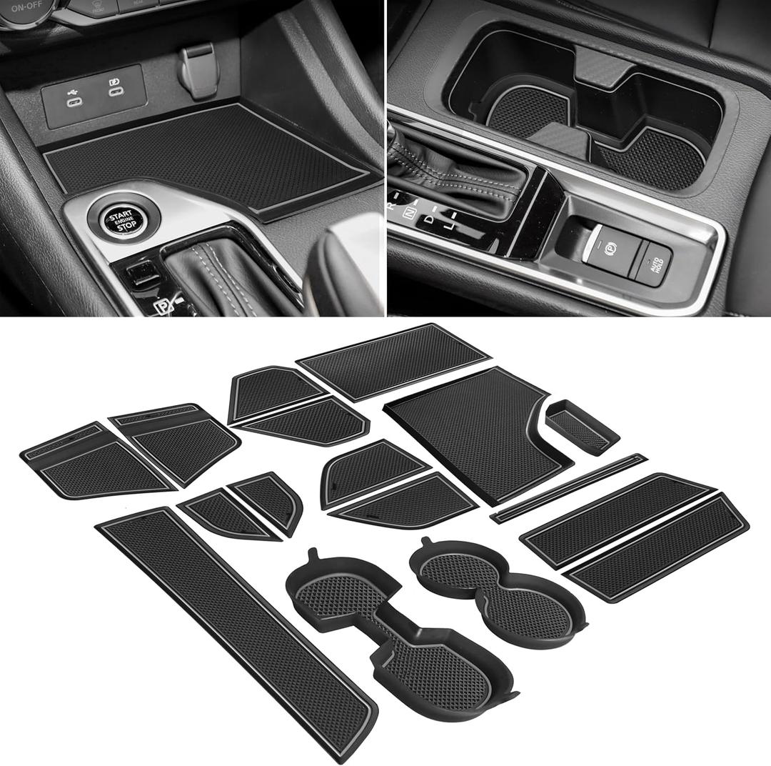 SENSHINE Customized Liners for Nissan Sentra Accessories 2020-2022 2023 2024 2025 3D Cup Holder Insert Liner Center Console Liner Door Pocket Mats Inserts Non-Slip Mats Pad 17-PC Set (Gray Trim)