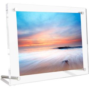 B&NN 8x10 Acrylic Picture Frame Floating Look3MM + 3MM Thickness Clear Photo Frame Desktop Frameless Display Self Standing (8 x 10)