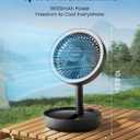 Gaiatop Foldable Small Desk Fan with LED Night Light, Wireless 6000mAh Battery Powered Portable Fan USB Rechargeable, Bedroom Office Dorm Travel Camping Cruise Essentials, Gifts for Women Men, Black