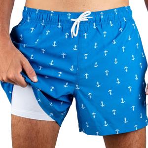 Kanu Surf Mens 5 Adventure Mens Swim Trunks  UPF 50+ Quick-Dry Bathing Suit Shorts with Pockets & Compression Liner (Blue, XXXL)