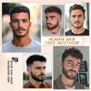 Human Hair Beard, Brown Fake Mustache, 100% Handmade Invisible Lace Based Facial Hair, Realistic Soft False Goatee Beards, For Halloween, Cosplay, Dramas, Movies, And Stage Performances