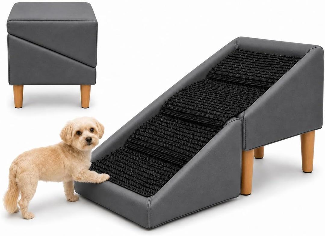 Dog Ramp Ottoman, Foldable Dog Stairs for Couch, Small Dogs