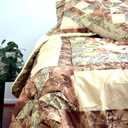 Tache Elegant Floral Patchwork Log Cabin Green Gold Brown Cottage Quilt Sets (Star-Crossed, Twin)