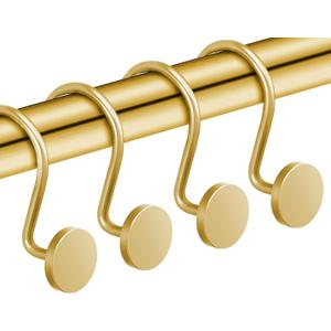 CHICTIE Gold Shower Curtain Hooks, Rustproof Shower Curtain Rings for Bathroom, Metal Shower Hooks for Shower Curtain Rod, Modern Decorative Shower Curtain Hangers Set of 12, Round Heavy Duty Design