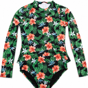 blibean Girls Rash Guard Swimsuit Long Sleeve Two Piece Tween Bathing Suits for Teens Big Kids Cute Ruffle Swimwear Junior Floral Tankini Sets Traje Baño Niñas Size 12-13 Year Old Black