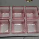 Square Glass Vases Set of 6, 4" x 4" x 4" Square Flower Vases for Centerpieces, Pink Vase for Flowers, Small Vase for Wedding, Party, Home Office Decoration