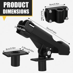 Threlaco Fishing Rod Holder for Boat Adjustable Rod Racks with Side Mount Bulk Swivel Pole Holders for Boats with Combo Mount, Fishing Accessories, Black Pack of 1
