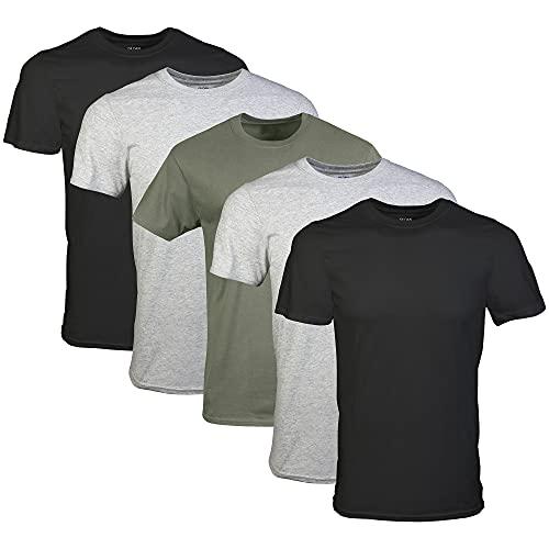 Gildan Men's Crew T-Shirts, Multipack, Style G1100, Black/Sport Grey/Military Green (3-Pack), X-Large