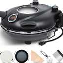 Upgraded Davivy 12" Indoor Electric Pizza Oven with Stone, Indoor Electric Pizza Maker Machine for Home with Timer, Heats up to 800F - Black